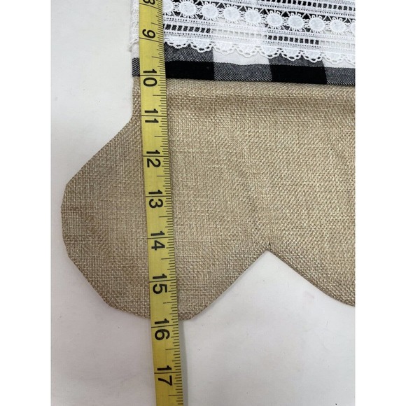 Senneny Pet Dog Christmas Stocking Burlap Lace Black White Check NEW Bone - Picture 4 of 8